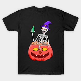 skull relaxing on pumpkin T-Shirt